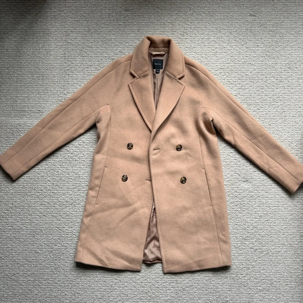 Light brown camel colour double breasted fall jacket - Picture 2 of 12